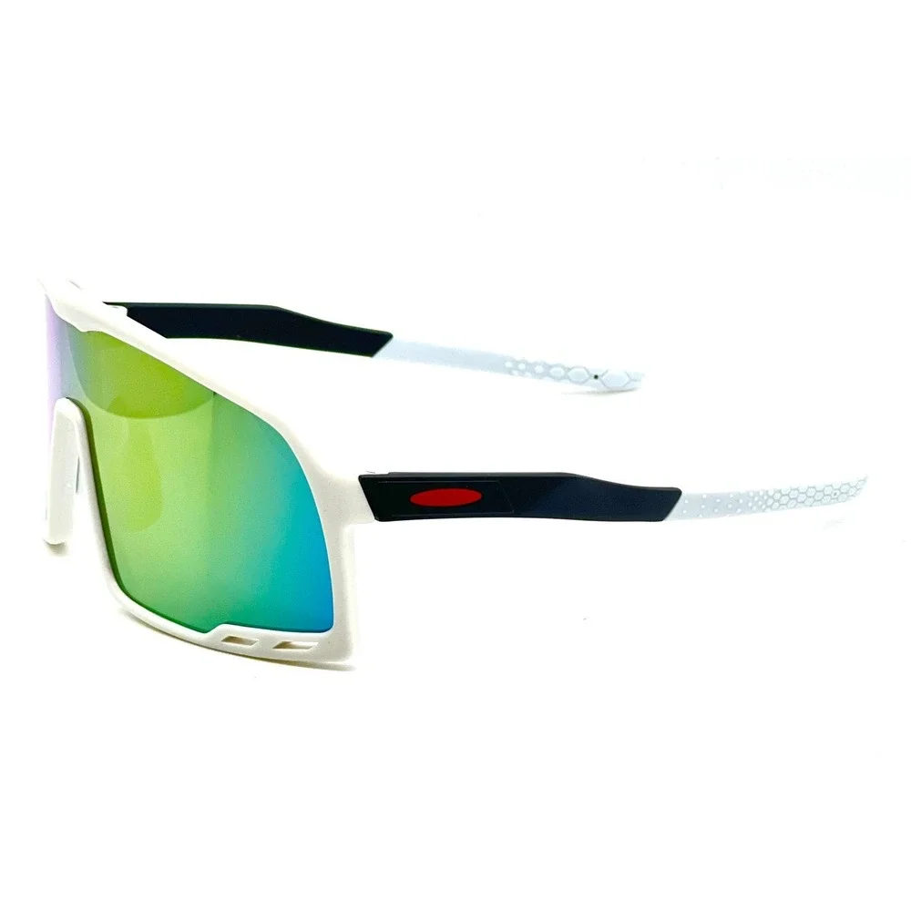 Sport Sunglasses Shield Orange Fire Mirrored Lens Glasses Men Street Wear Trendy